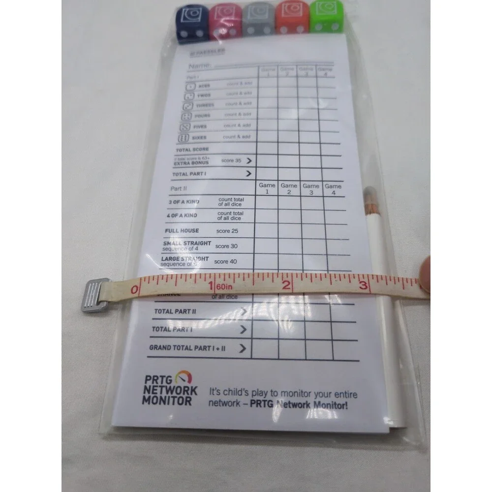 Paessler Network Monitoring Company Roll And Write Dice Game